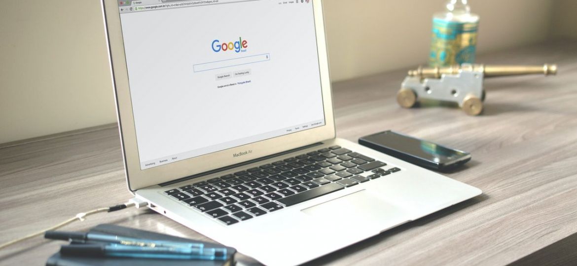 laptop with google search opened
