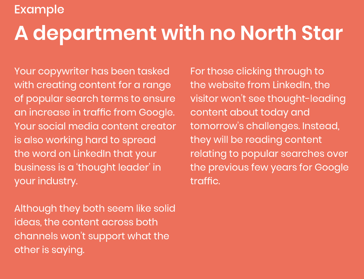 an example of a department with no north star